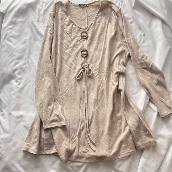Beyond Capri Italian Lagenlook Tunic Top Boho Buckle Front OS - Picture 4 of 9